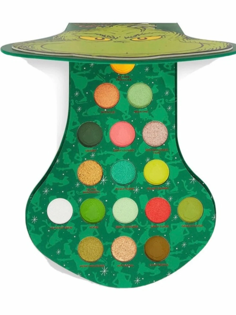 Revolution x The Grinch 17 colors Eye Shadow Palette - Green with Red Text new